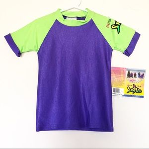 Purple Green Rashguard short sleeve Swim shirt